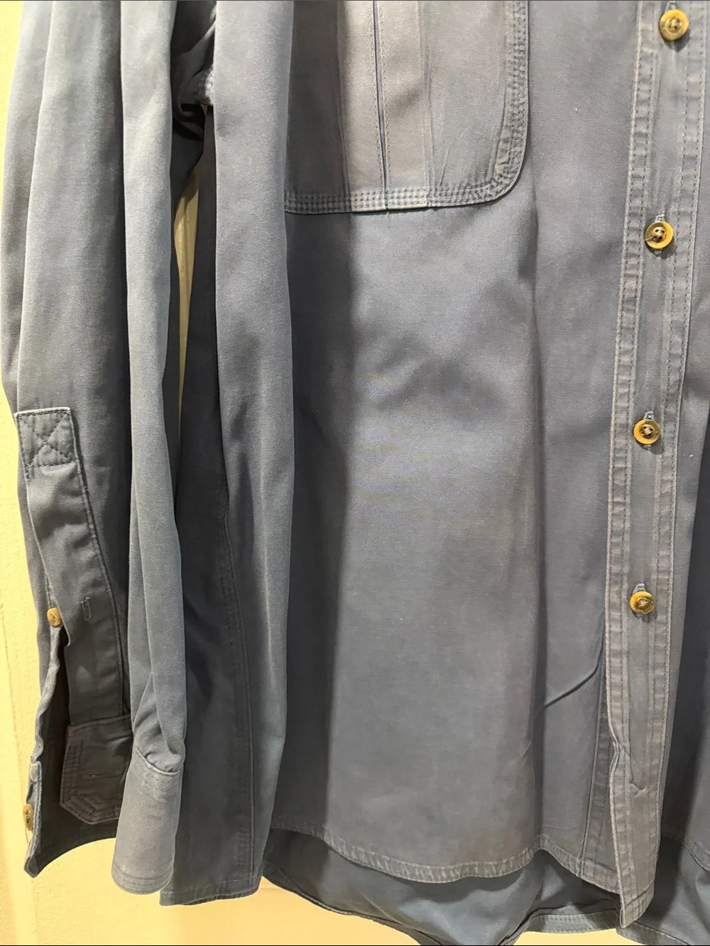 Schnee’s Men's Long-Sleeve Casual Button-Down Shirt in Dusty Blue XL